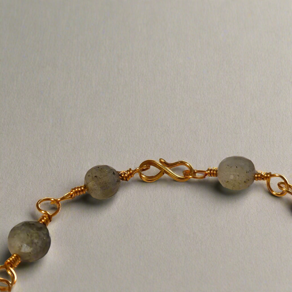 Handmade Labradorite Bronze Chain Bracelet