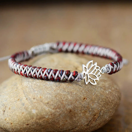 Exquisite Lotus Charm Wrap Bracelets String Braided Macrame Bracelet