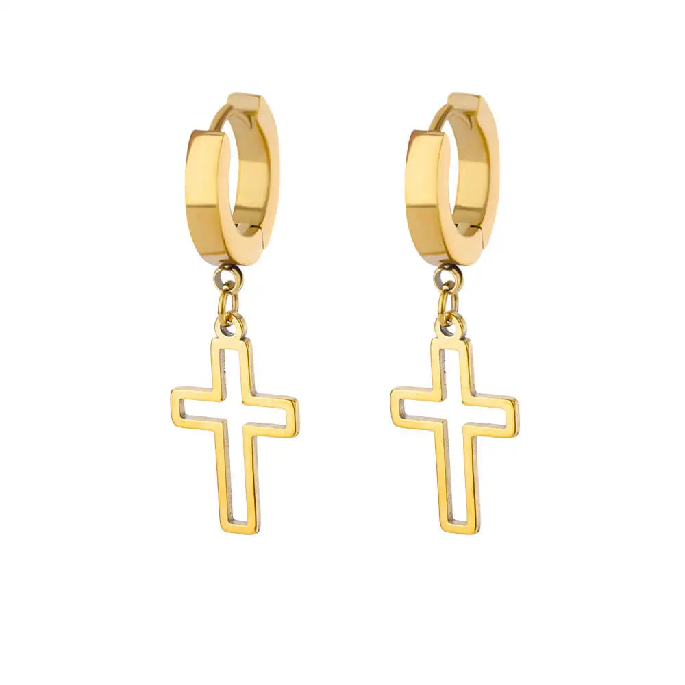 Zircon Cross Dangle Earrings for Women Girls Stainless Steel Cross Earring 2024 Trending Couple Wedding Aesthetic Jewelry Aretes