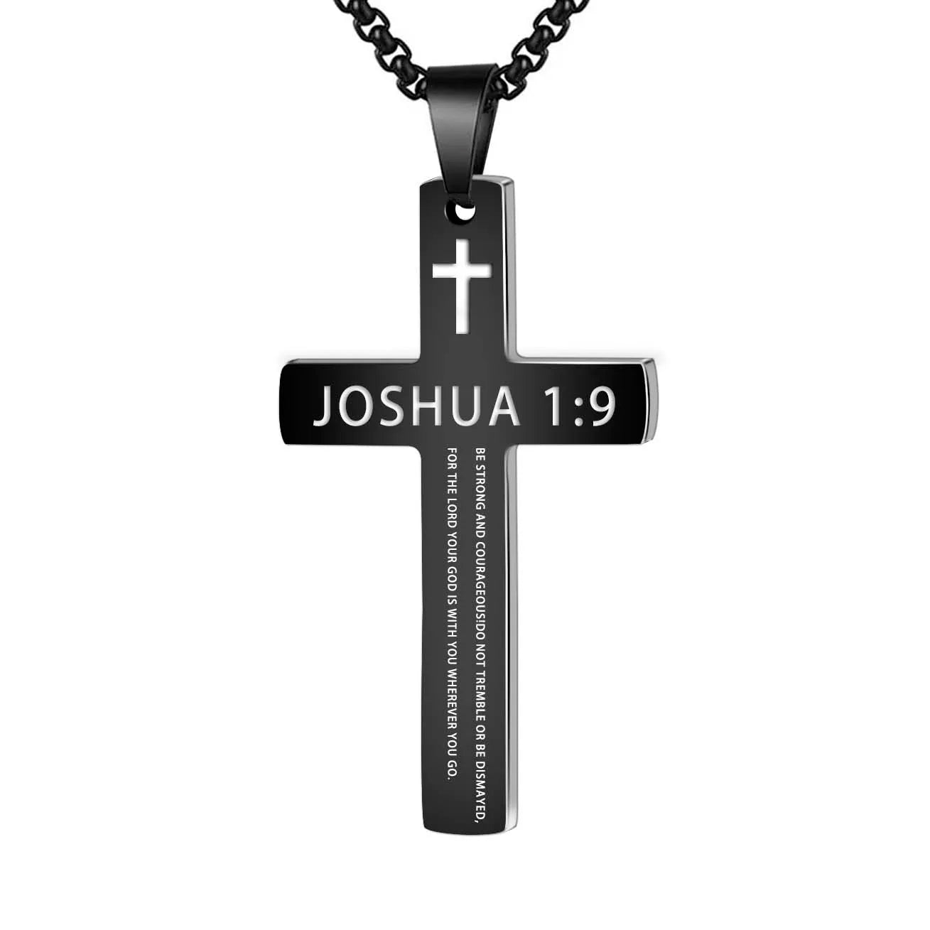 1PC 304L Stainless Steel Bible Verse Necklace for Men