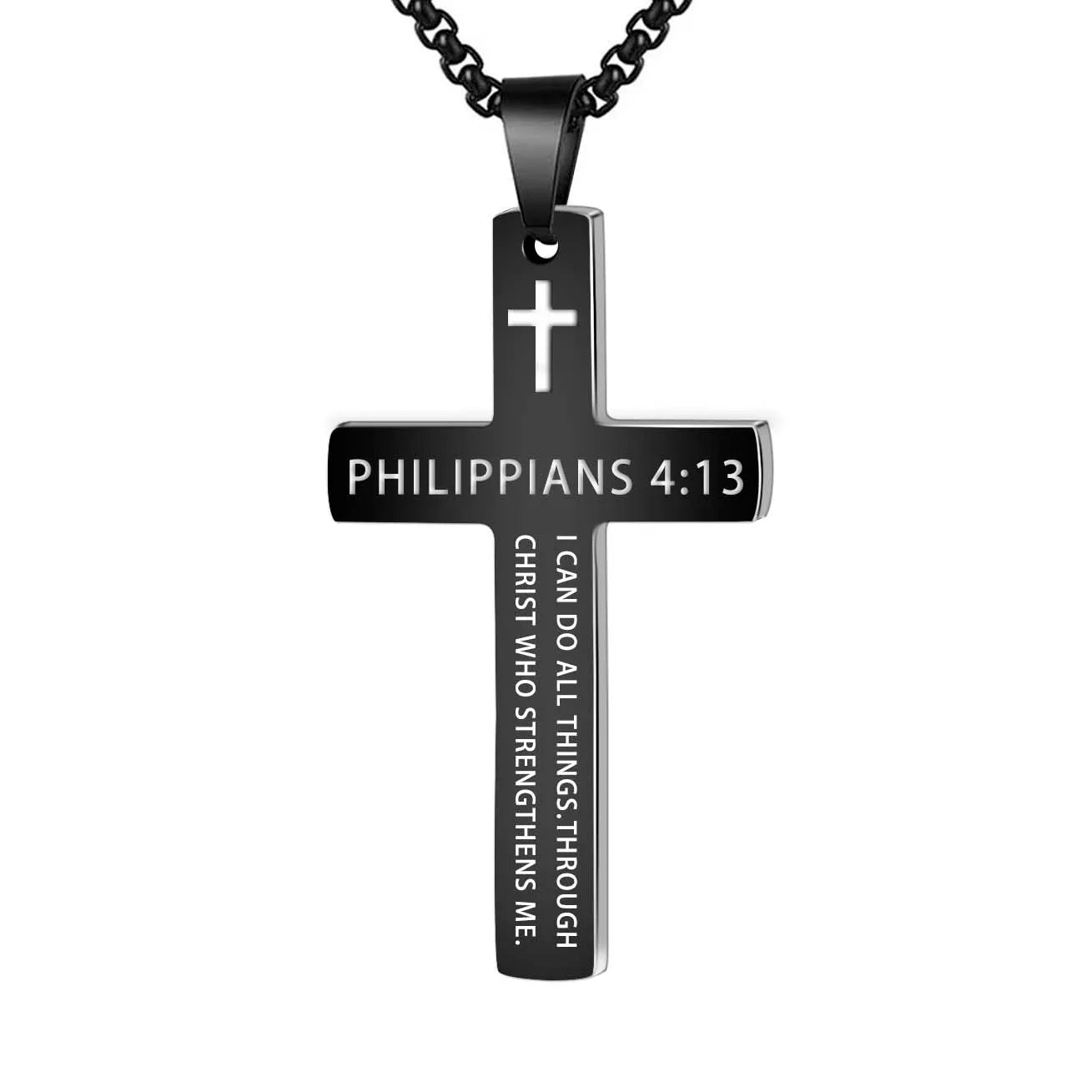 1PC 304L Stainless Steel Bible Verse Necklace for Men