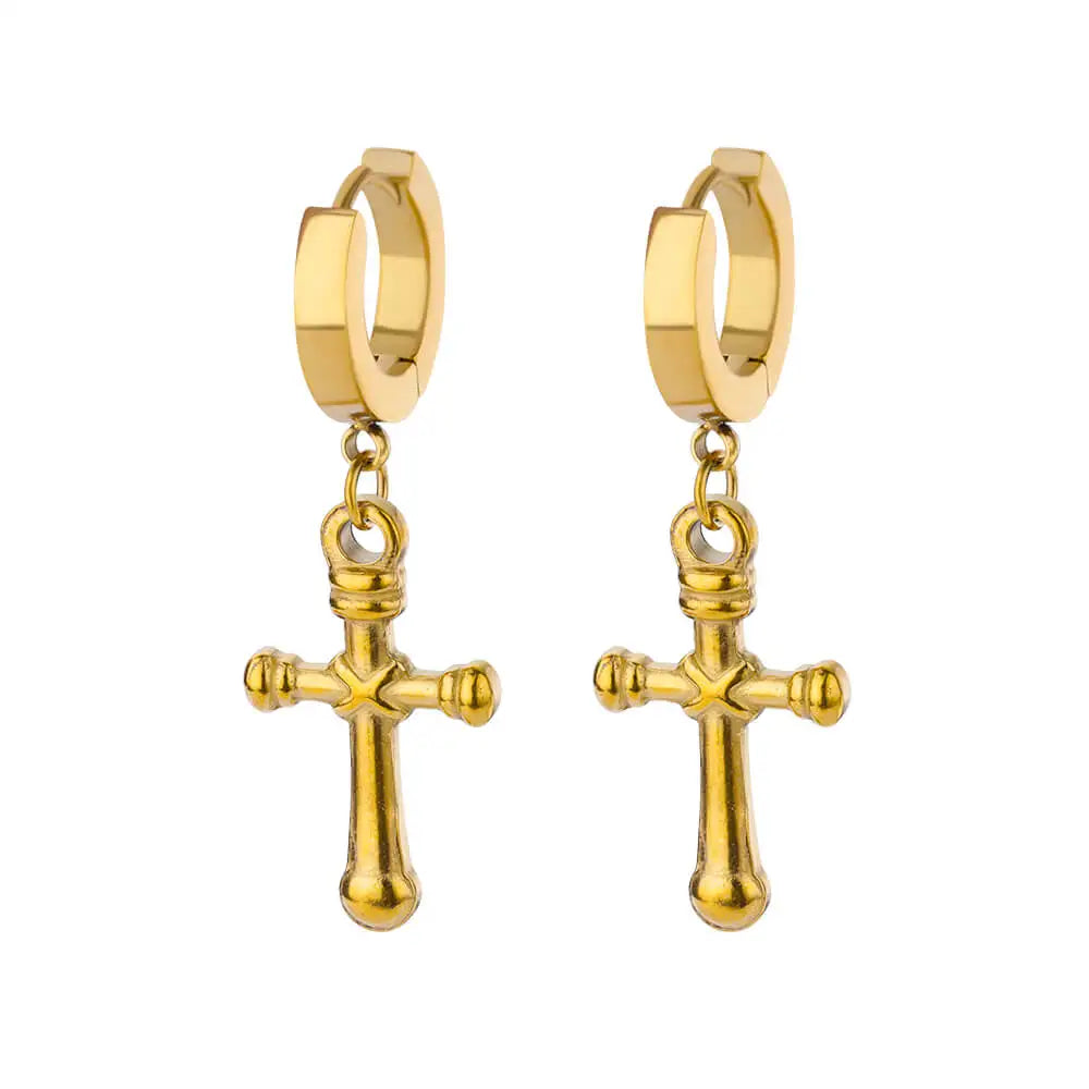 Zircon Cross Dangle Earrings for Women Girls Stainless Steel Cross Earring 2024 Trending Couple Wedding Aesthetic Jewelry Aretes