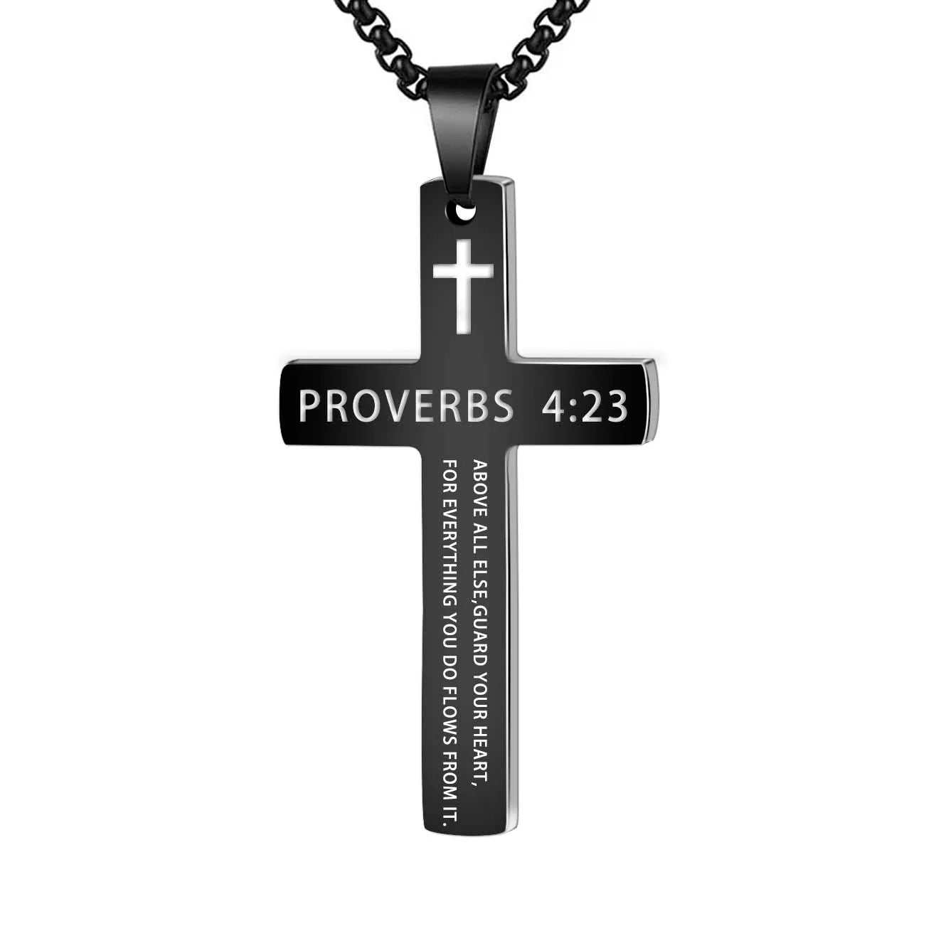 1PC 304L Stainless Steel Bible Verse Necklace for Men