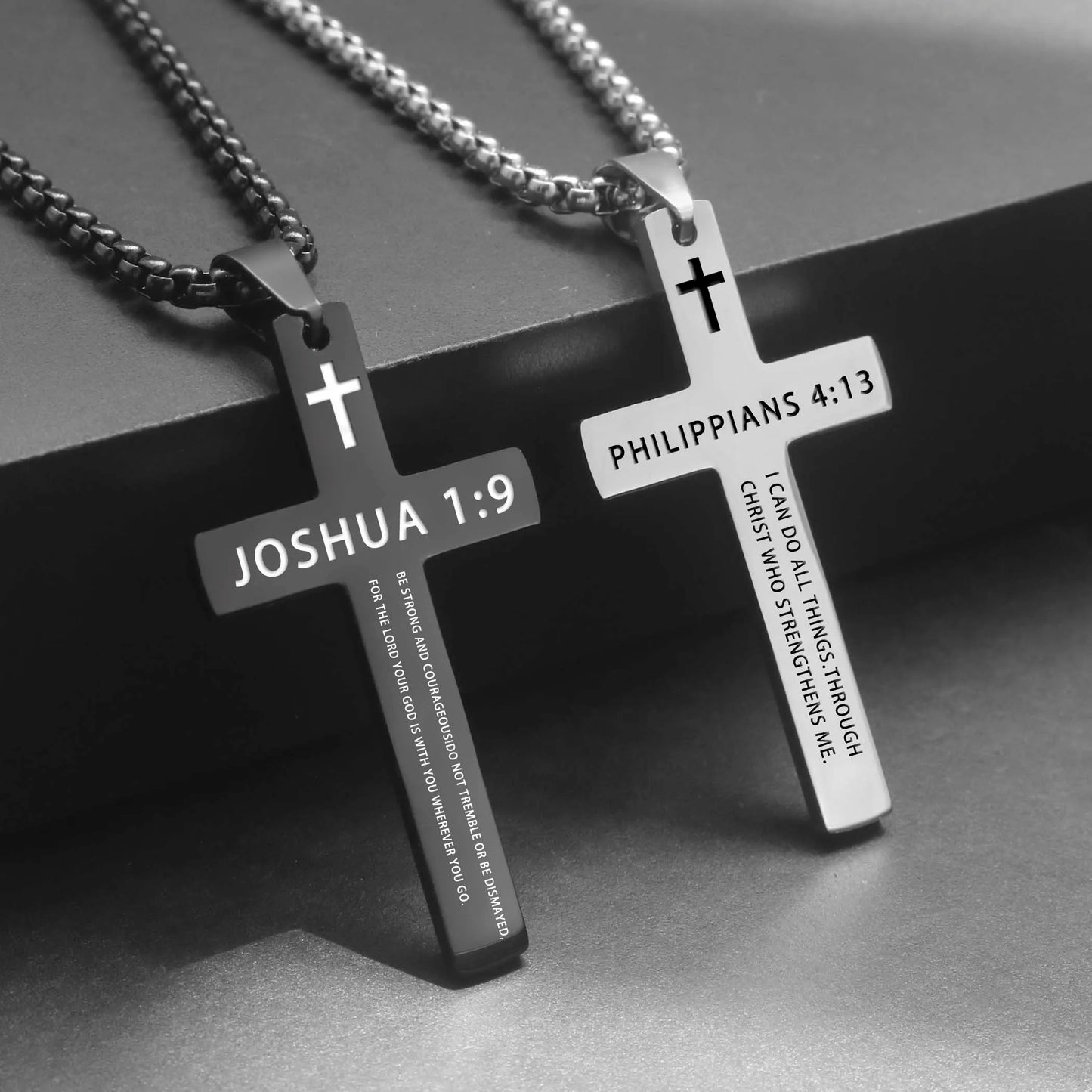 1PC 304L Stainless Steel Bible Verse Necklace for Men