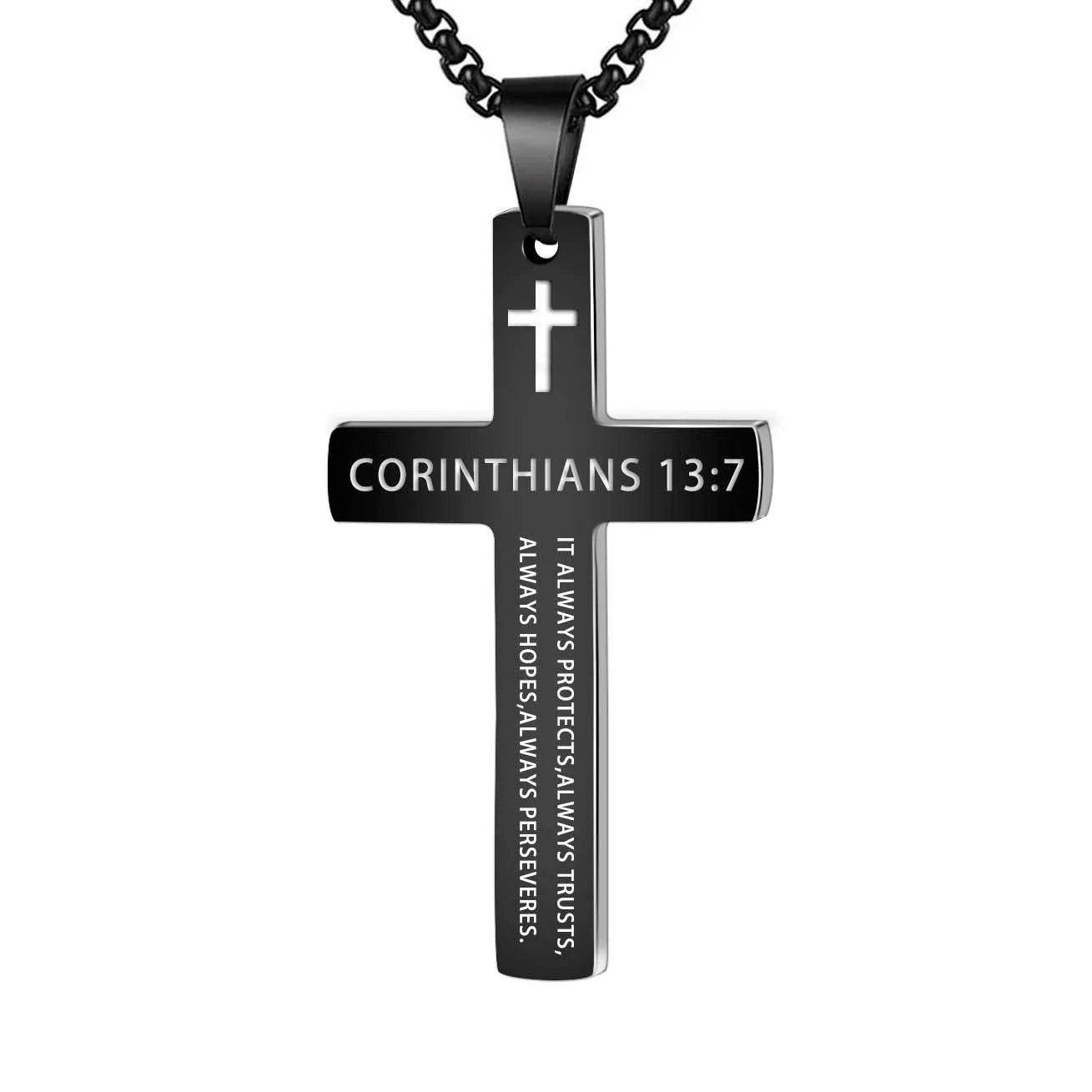 1PC 304L Stainless Steel Bible Verse Necklace for Men