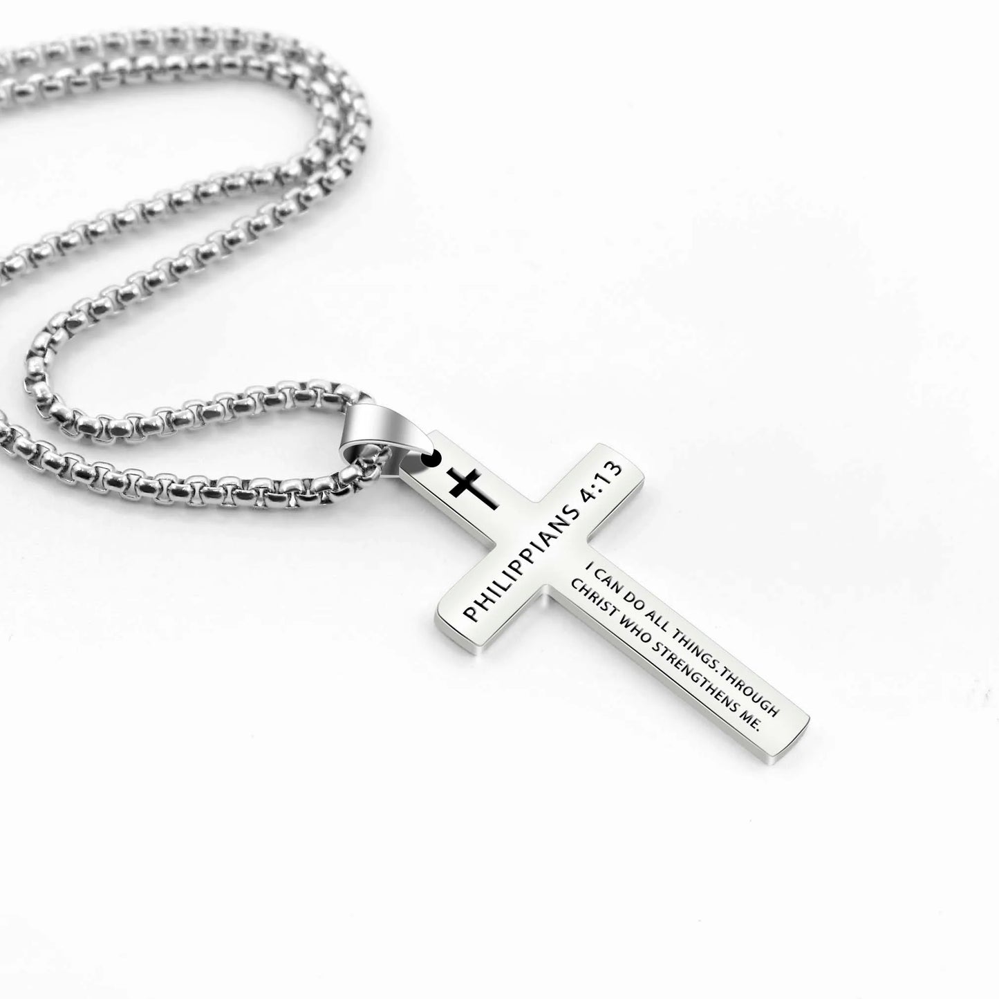 1PC 304L Stainless Steel Bible Verse Necklace for Men