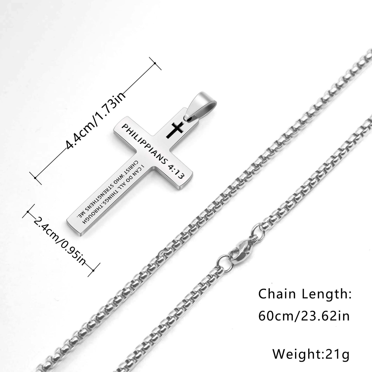 1PC 304L Stainless Steel Bible Verse Necklace for Men