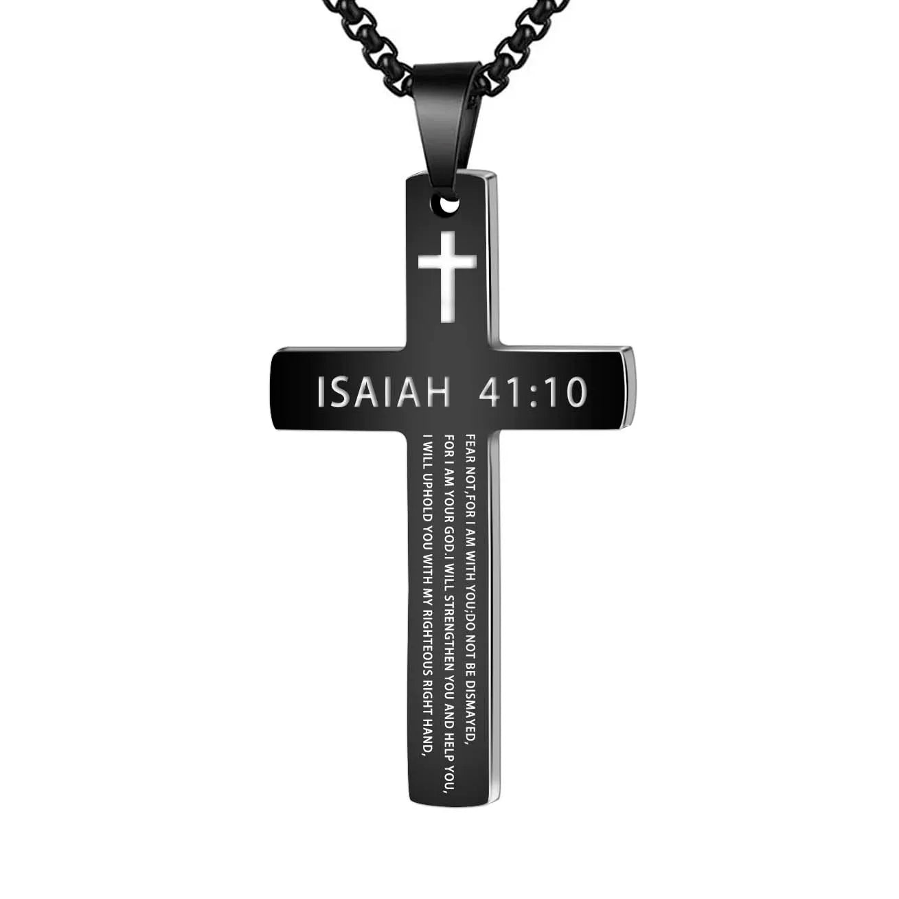 1PC 304L Stainless Steel Bible Verse Necklace for Men