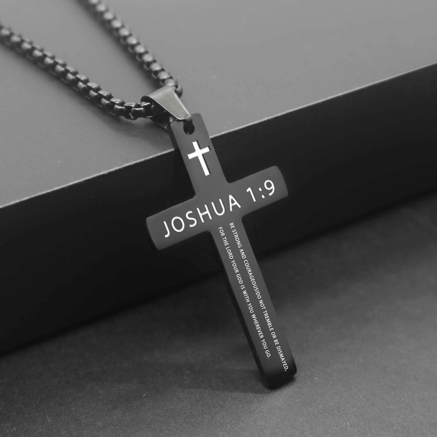 1PC 304L Stainless Steel Bible Verse Necklace for Men